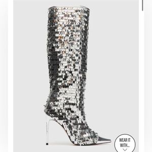 Steve Madden Silver Panther Knee High Boots